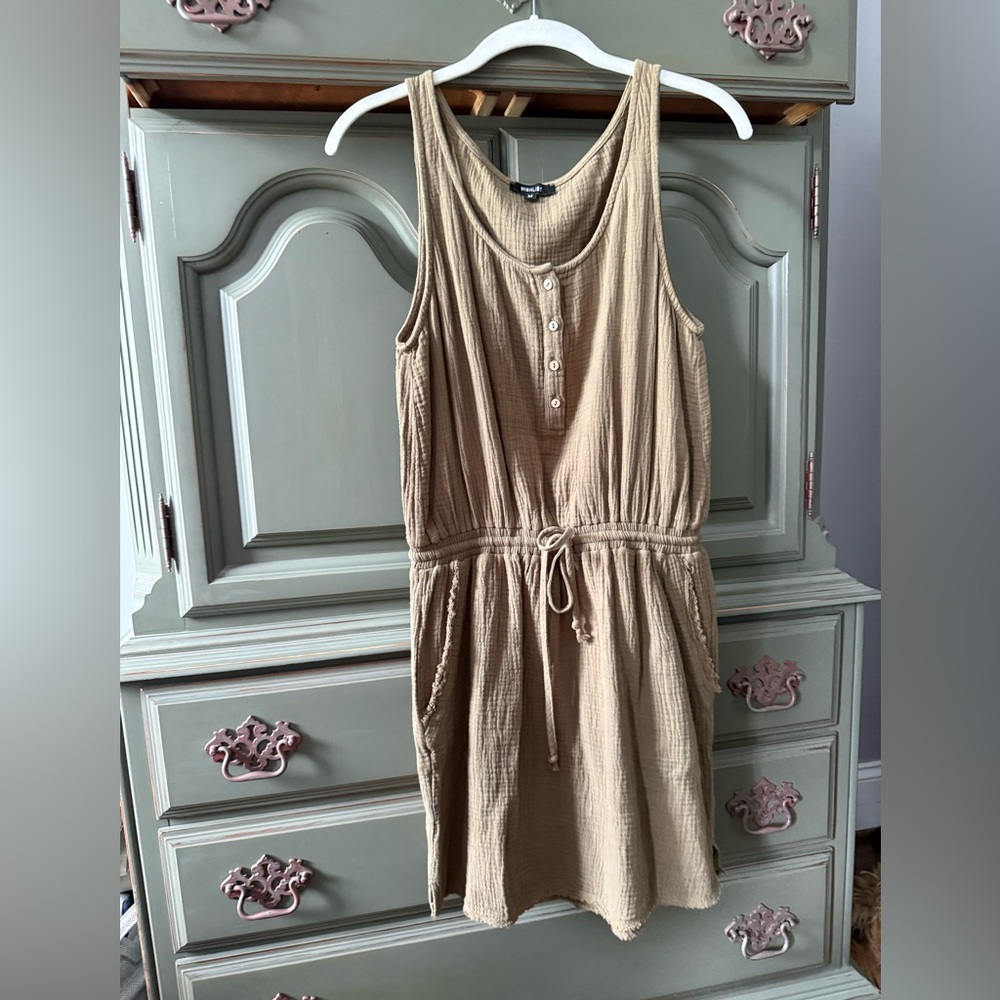 Wishlist olive Green Buttoned Tie Front Midi Sundress